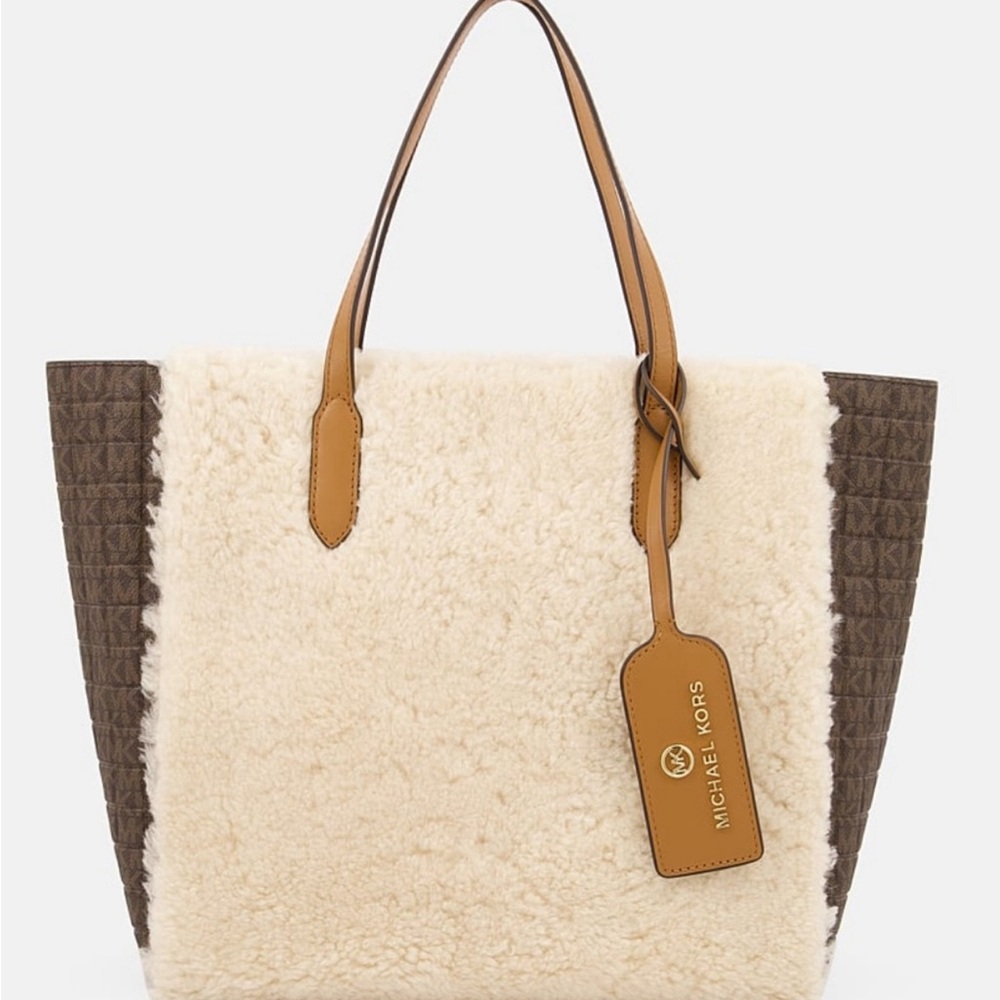 MICHAEL KORS SINCLAIR LARGE GENUINE SHEARLING & LEATHER TOTE
HANDBAG NWT